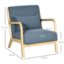 Poltroncina  66x80x77,5 cm in Tessuto Effetto Lino Blu