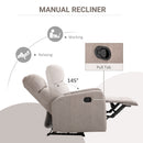 Poltrona Relax Reclinabile Manuale 66x83x107 cm in Tessuto Effetto Lino Grigia