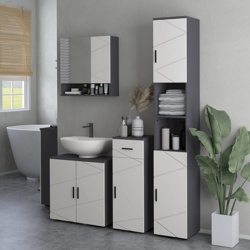 Mobile Sotto Lavabo Bagno per Piedistallo 60x30x60 cm in Legno Truciolare Grigio