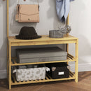 Mobile Appendiabiti da Terra con Ganci Aste e Scarpiera in Bambù 70x31x170 cm Marrone 