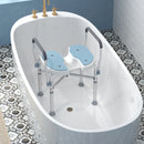 Sgabello da Doccia con Seduta Scanalata e Braccioli Altezza Regolabile e Piedini Antiscivolo Azzurro    