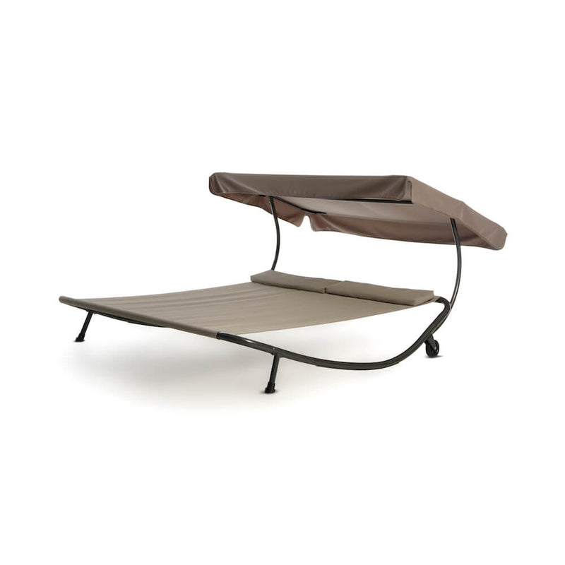 Amaca da Giardino 2 Posti in Textilene con Tettuccio e Ruote Taddei Acapulco Duo Beige