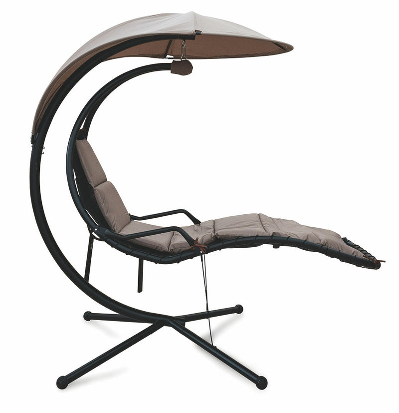 Amaca Dondolina da Giardino in Ferro e Textilene con Parasole Soriani Malibù Tortora