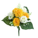 Set 6 Bouquet Artificiali di Rose e Garofani Altezza 32 cm Giallo
