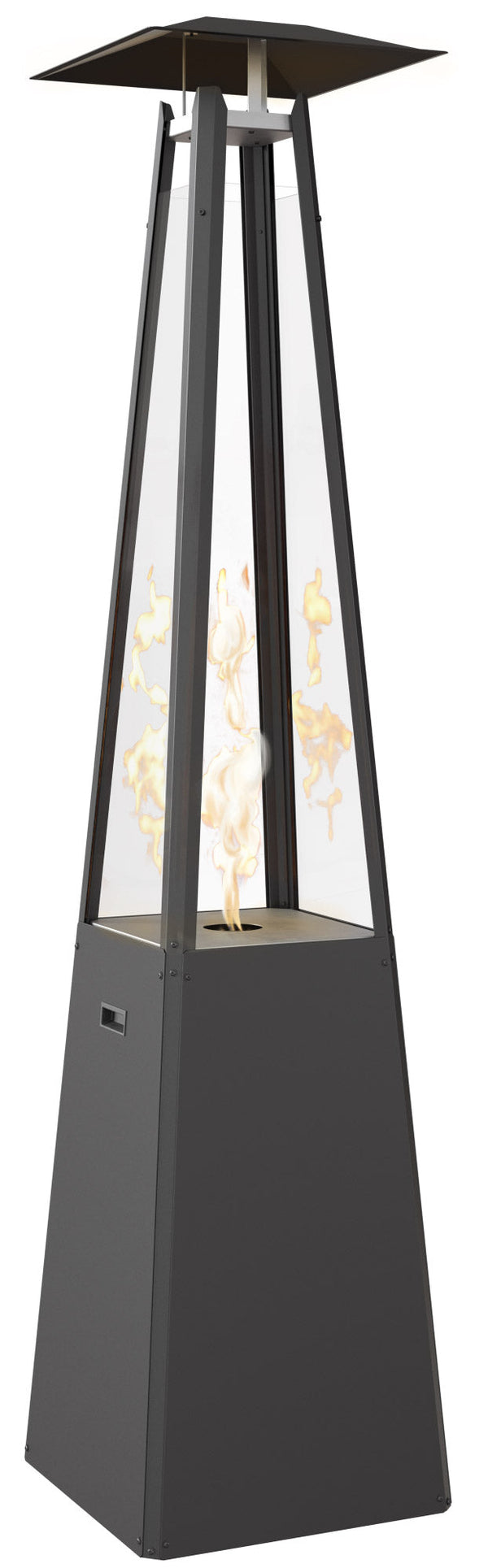 sconto LPG-Gaspyramidenofen für den Außenbereich mit Flig Memphis Black Steel Glass