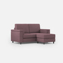 Divano 2 Posti con Pouf 148x155x85 cm Marrak in Tessuto Prugna