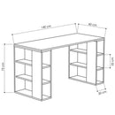 Scrivania con Libreria 6 Ripiani 140x60x75 cm Tavolo Porta Pc Computer in Legno Tortora      