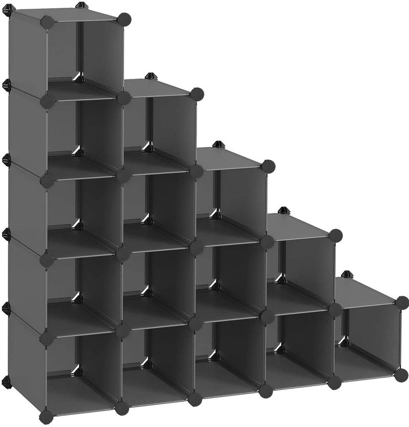 Libreria Modulare con Cubi in PVC 53 Pezzi Componibili Nera