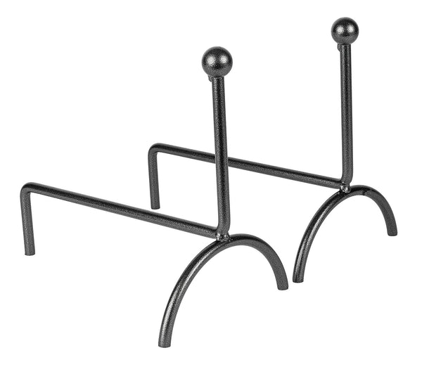 Coppia di Alari per Camino 31,5x19x28 cm con Pomolo in Ferro Verniciato Grigio Martellato sconto