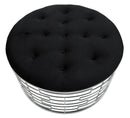 Puff Ice Ø91,5x47 cm in Ferro e MDF e Spugna e Poliestere Argento e Nero