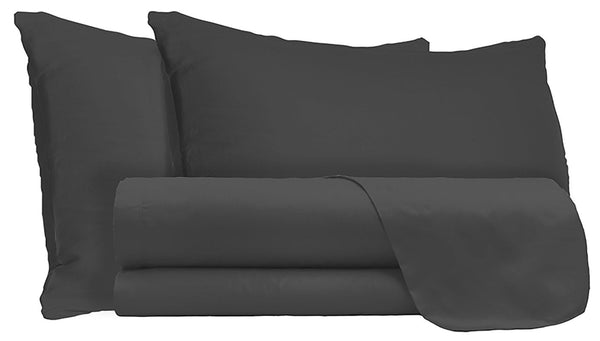 Satz Doppellaken oben und unten und Kissenbezüge einfarbig dunkelgrau acquista