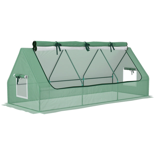 sconto Serra Piccola 240x90x90 cm con 2 Finestrelle Laterali e Finestra Centrale in Acciaio PE e PP Verde