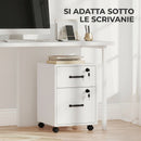 Schedario da Ufficio 40x40x54,1 cm con 2 Cassetti Ruote a Freno in Legno Bianco      