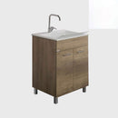 Mobile Lavatoio Vasca Zeus in MineralMarmo Apertura a 2 Ante 77,5x48x84 cm Bianco Latte