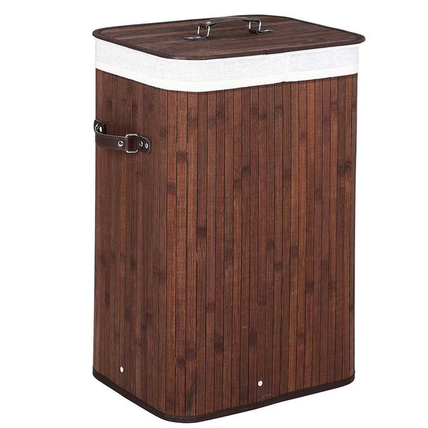 Cesto Biancheria Sporca Pieghevole in Bambu Tessuto Portabiancheria con Manici Marrone sconto