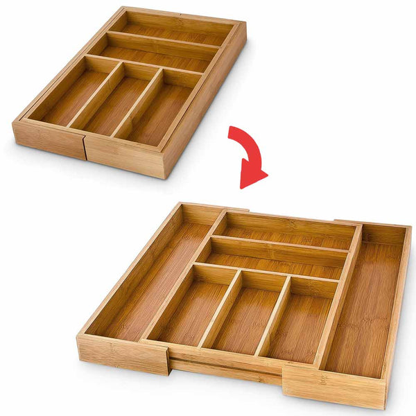 sconto Portaposate Estensibile da Cassetto Cucina Porta Posate in Legno Bambù 46x30cm