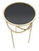Porta Telefono Ring Ø40x80 cm in Ferro MDF e Specchio Nero e Oro