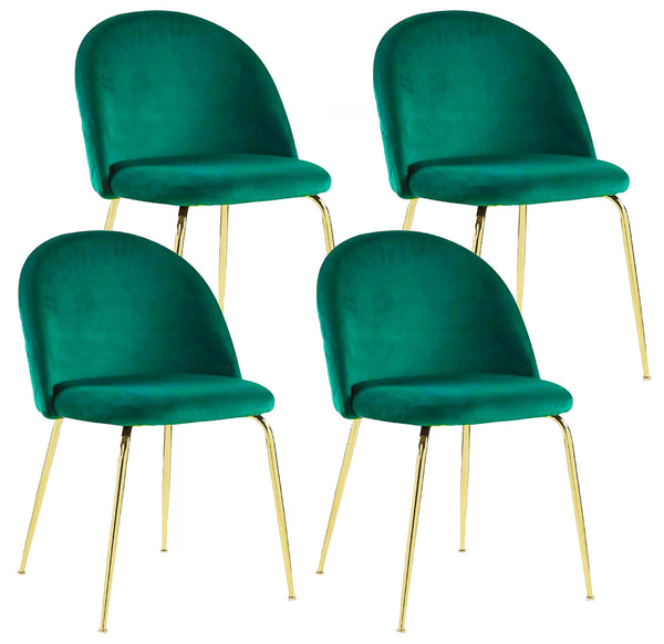 Set mit 4 gepolsterten Stühlen 49 x 52 x 79 cm in grünem und goldenem Samt sconto