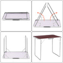 Tavolo Campeggio Picnic con Maniglia Effetto Legno 60x80x68cm Pieghevole Esterni