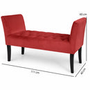 Panca Fondoletto Ingresso 111x40x60 cm con Piedi in Legno e Rivestimento Velluto Bordeaux     