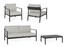 Set 4 Pezzi Salotto da Giardino con Divano 2 Poltrone e Tavolino in Alluminio e Spun Poly Sirius Antracite 