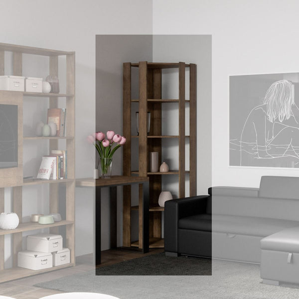 Libreria Angolare Moderna 5 Ripiani 60,3x60,3x205 cm in nobilitato Noce prezzo