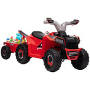Quad Elettrico per Bambini 6V con Rimorchio Pedale Marce Avanti e Indietro Rosso      