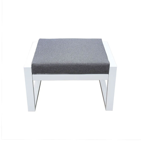 online Pouf da Giardino Mikonos 67,5x53x45 cm in Alluminio e Tessuto Tecnico Grigio e Bianco