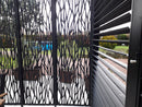Pergola da Giardino 3,6x3 m in Alluminio con 4 Pannelli Moucharabieh e Doghe Orientabili Grigio Antracite 