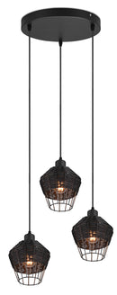 Lampada a Sospensione da Interno Attacco E27 in Tessuto Nero