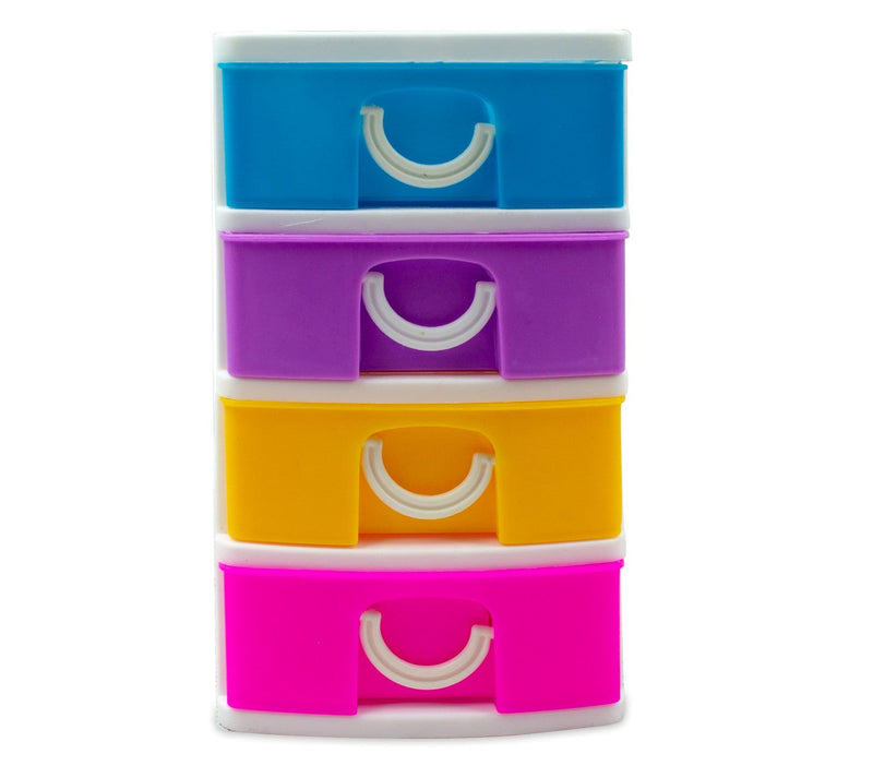 Mini Cassettiera 4 Piani 9x13x15 cm Multicolor in plastica rigida