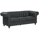 Divano 3 Posti Stile Chesterfield 213x86x79 cm a Molle Insacchettate in Finta Pelle Nero  
