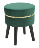 Sgabello Paris Verde Ø35x40,5 cm Legno Spugna e Velluto Sintetico Verde e Oro e Nero