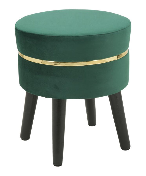 acquista Hocker Paris Green Ø35x40,5 cm Schwammholz und Synthetiksamt in Grün und Gold und Schwarz