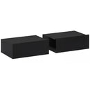 Set di 2 Comodini Sospesi Moderni 40x30x15 cm con Cassetto in Legno Nero      