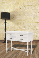 Consolle 4 Cassetti 90x38x78 cm in Legno Soriani Bianco Anticato