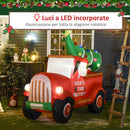 Babbo Natale con Camion e Albero Gonfiabile 215x102x180 cm con Luci a LED 