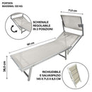 Lettino Mare con Parasole Richiudibile 181x71,5x38,5 cm in Alluminio PVC e Poliestere Écru Mélange Riccione      