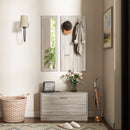 Set da Ingresso con Scarpiera Appendiabiti e Specchio in Legno e Vetro Grigio   