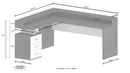 Scrivania Angolare 3 Cassetti e Ripiani a Giorno 180/160x60x90 cm New Selina Bianco Lucido/Report Grigio  