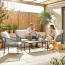 Set 4 Pezzi da Giardino con Divano 2 Poltrone e Tavolo in Rattan Cachi      