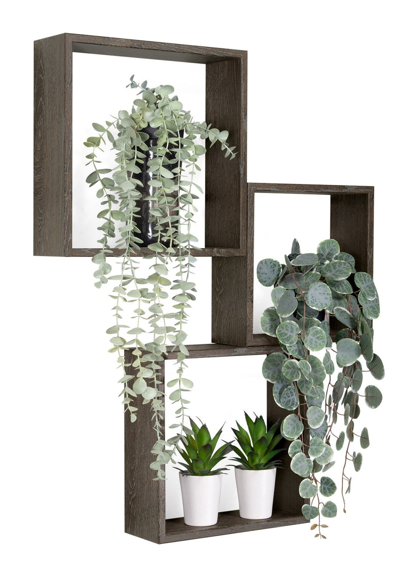 Set 3 Mensole da Parete Cubo in Fibra di Legno Incubo Slim Rovere Scuro