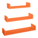 Set 3 Mensole da Parete 60-50-40x15,5x8 cm in Fibra di Legno Calamita Arancio