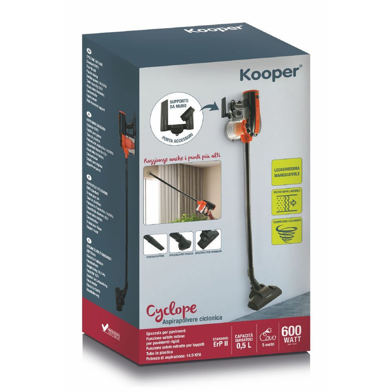 Aspirapolvere Ciclonico 600W Kooper Cyclope Nero/Arancio