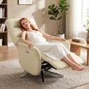 Poltrona Relax Elettrica Reclinabile a 160° 69,5x84x107,5 cm Girevole con Poggiapiedi e Presa USB in Pelle PU Beige      