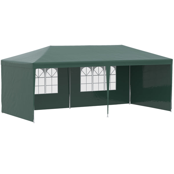 Gazebo da Giardino 585x295x255 cm con Pareti Rimovibili e Finestre Trasparenti Verde prezzo