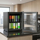 Mini Frigo da Ufficio 42,3x40x55 cm Capienza 46L 59 Lattine Temperatura Regolabile 0-20℃ con Porta in Doppio Vetro Temperato Nero      