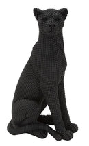 Statua Leopardo Seduto Nero 15x10x27 cm in Poliresina