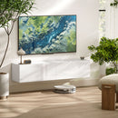Mobile Sospeso con Armadietti con Ante a Ribalta 140x33x29,8 cm in Truciolare Bianco Lucido   