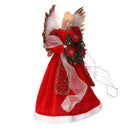 Puntale tessuto angelo con ghirlanda rosso cm Ø26xh40